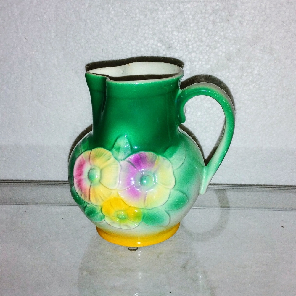 Colorful Floral Ceramic Pitcher